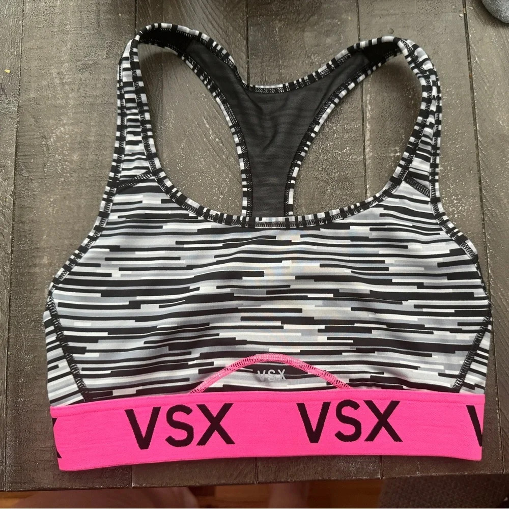 VSX SPORT Black White And Pink Sports Bra Size Small